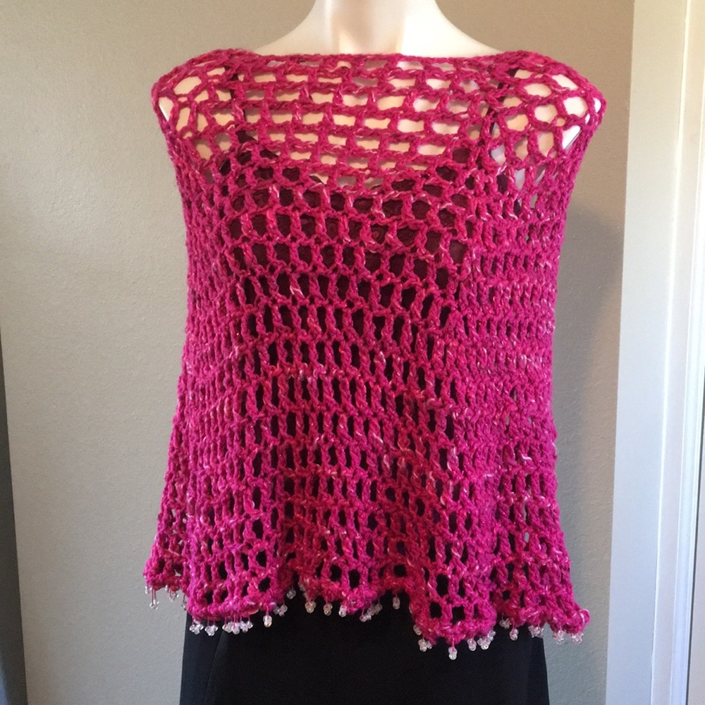 Handmade one of a kind crochet poncho.
